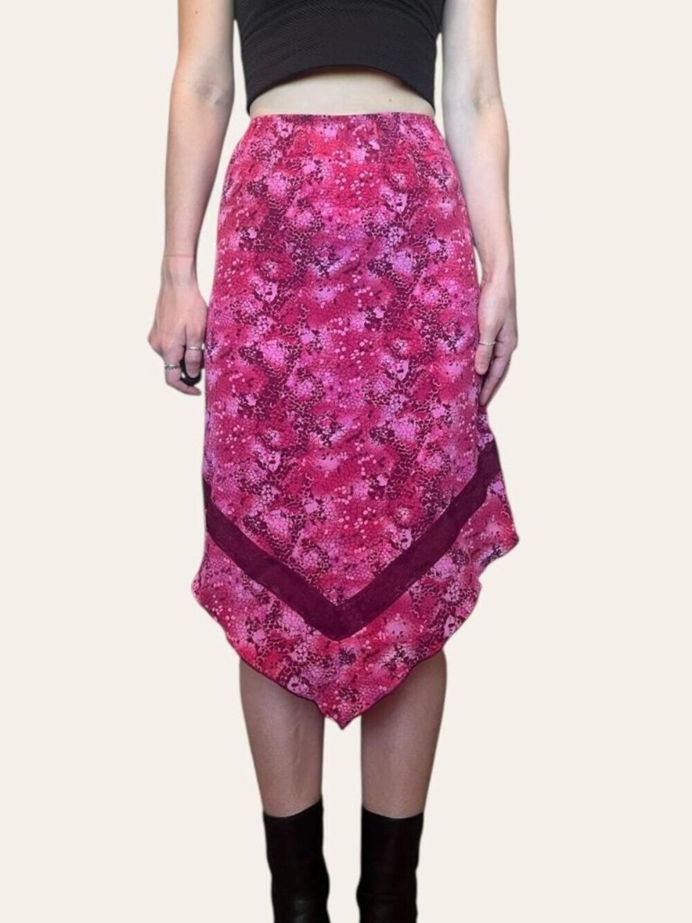 Xhilaration y2k vintage hot pink snake print pointed hem skirt - Medium